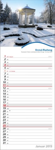 Streifenkalender »Rad- und Wanderwege«, 155x485 mm, Januar