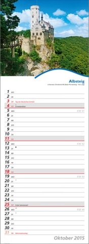 Streifenkalender »Rad- und Wanderwege«, 155x485 mm, Oktober