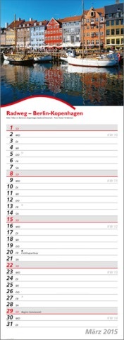 Streifenkalender »Rad- und Wanderwege«, 155x485 mm, März