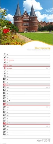 Streifenkalender »Rad- und Wanderwege«, 155x485 mm, April