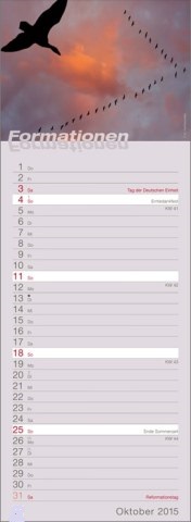 Streifenkalender »Formationen«, 155x485 mm, Oktober