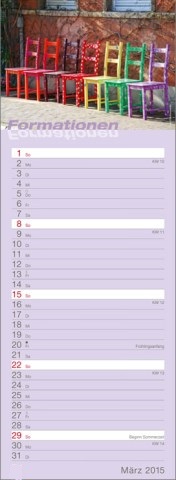 Streifenkalender »Formationen«, 155x485 mm, März