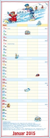 Streifenkalender »Familieplaner«, 155x485 mm, Januar