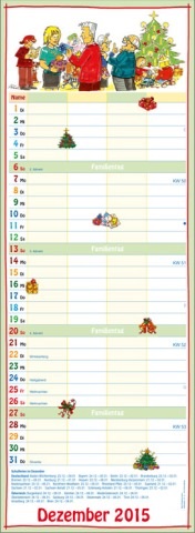 Streifenkalender »Familieplaner«, 155x485 mm, Dezember