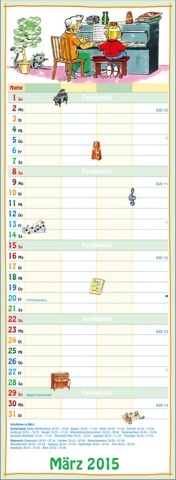 Streifenkalender »Familieplaner«, 155x485 mm, März