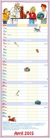 Streifenkalender »Familieplaner«, 155x485 mm, April