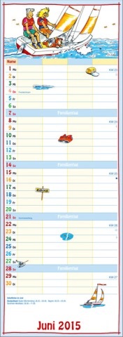 Streifenkalender »Familieplaner«, 155x485 mm, Juni