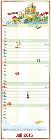 Streifenkalender »Familieplaner«, 155x485 mm, Juli
