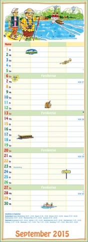 Streifenkalender »Familieplaner«, 155x485 mm, September