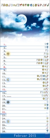Streifenkalender &raquo;Mondkalender&laquo;, 155x485 mm, Februar