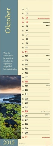 Streifenkalender »Augenblicke«, 155x485 mm, Oktober 