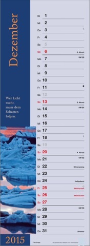 Streifenkalender »Augenblicke«, 155x485 mm, Dezember