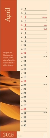 Streifenkalender &raquo;Augenblicke&laquo;, 155x485 mm, April