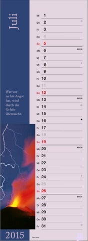 Streifenkalender &raquo;Augenblicke&laquo;, 155x485 mm, Juli