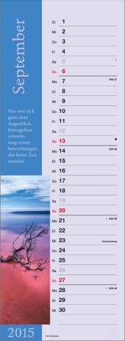 Streifenkalender »Augenblicke«, 155x485 mm, September