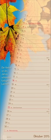 Streifenkalender »Stille Momente«, 155x485 mm, Oktober 