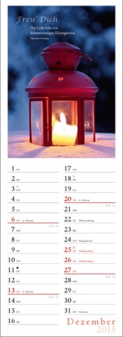 Streifenkalender »Freu' Dich«, 120x390 mm, Dezember
