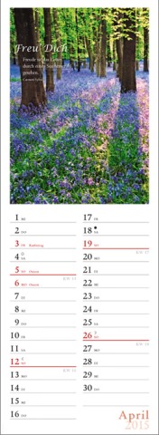 Streifenkalender »Freu' Dich«, 120x390 mm, April