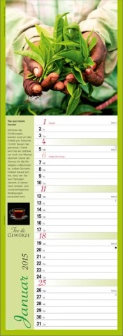 Streifenkalender »Tee und Gewürze«, 155x485 mm, Januar