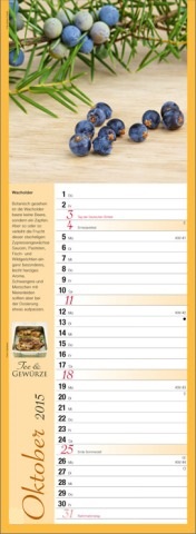 Streifenkalender »Tee und Gewürze«, 155x485 mm, Oktober 