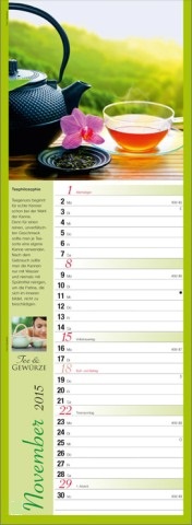 Streifenkalender »Tee und Gewürze«, 155x485 mm, November