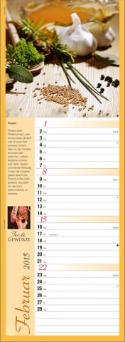 Streifenkalender »Tee und Gewürze«, 155x485 mm, Februar