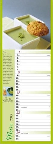 Streifenkalender »Tee und Gewürze«, 155x485 mm, März