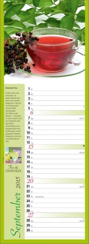Streifenkalender »Tee und Gewürze«, 155x485 mm, September
