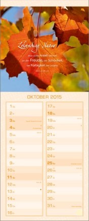 Streifenkalender »Kostbare Weisheiten«, 155x445 mm, Oktober 