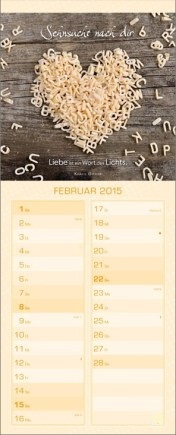 Streifenkalender »Kostbare Weisheiten«, 155x445 mm, Februar