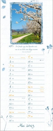 Streifenkalender »Kleine Träume für große Augenblicke«, 155x445 mm, Mai