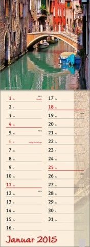 Streifenkalender »Zauber des Südens«, 155x485 mm, Januar