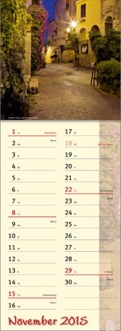 Streifenkalender »Zauber des Südens«, 155x485 mm, November