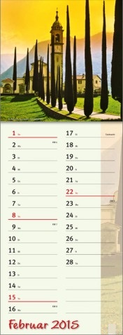 Streifenkalender »Zauber des Südens«, 155x485 mm, Februar