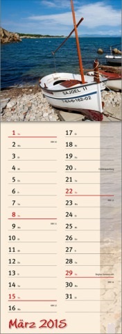 Streifenkalender »Zauber des Südens«, 155x485 mm, März
