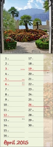 Streifenkalender »Zauber des Südens«, 155x485 mm, April