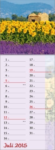 Streifenkalender »Zauber des Südens«, 155x485 mm, Juli