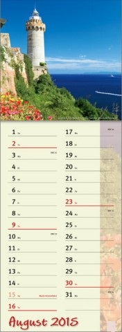 Streifenkalender »Zauber des Südens«, 155x485 mm, August