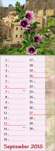Streifenkalender »Zauber des Südens«, 155x485 mm, September