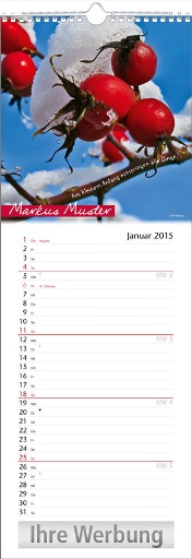 Streifenkalender »Stille Momente«, personalisiert, 155x440 mm, Januar