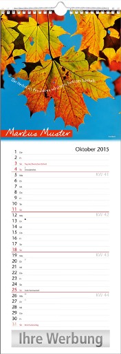 Streifenkalender »Stille Momente«, personalisiert, 155x440 mm, Oktober 