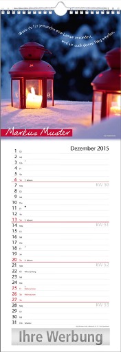 Streifenkalender »Stille Momente«, personalisiert, 155x440 mm, Dezember