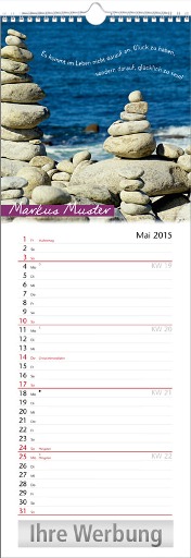Streifenkalender »Stille Momente«, personalisiert, 155x440 mm, Mai