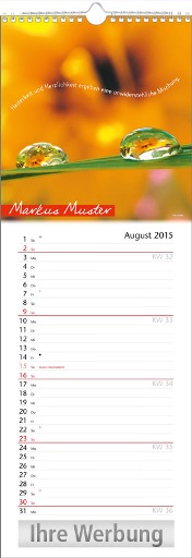 Streifenkalender »Stille Momente«, personalisiert, 155x440 mm, August