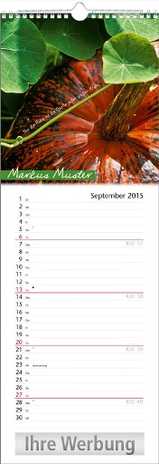 Streifenkalender »Stille Momente«, personalisiert, 155x440 mm, September
