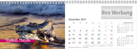 Tischquerkalender »Elemente«, personalisiert, Dezember