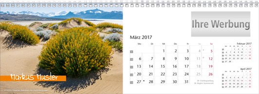 Tischquerkalender »Elemente«, personalisiert, März